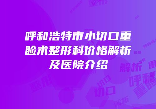 呼和浩特市小切口重睑术整形科价格解析及医院介绍