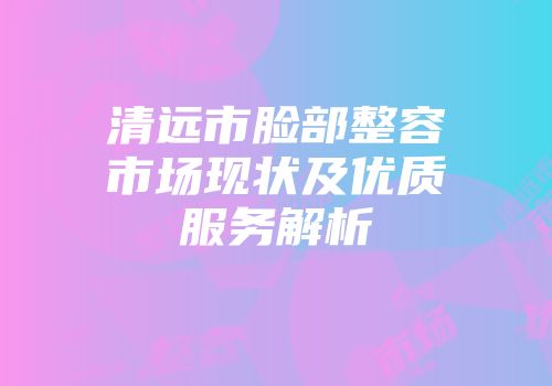 清远市脸部整容市场现状及优质服务解析