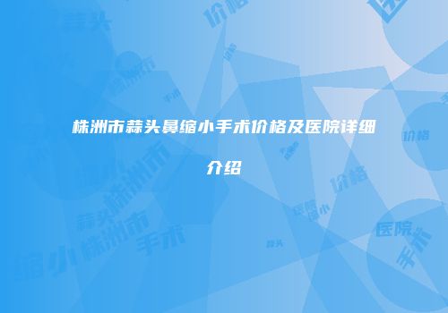 株洲市蒜头鼻缩小手术价格及医院详细介绍