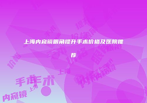 上海内窥镜眼角提升手术价格及医院推荐