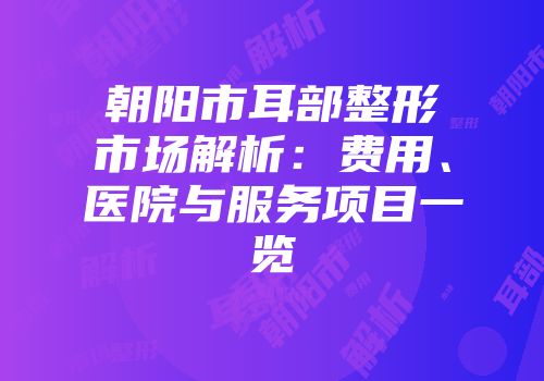 朝阳市耳部整形市场解析：费用、医院与服务项目一览