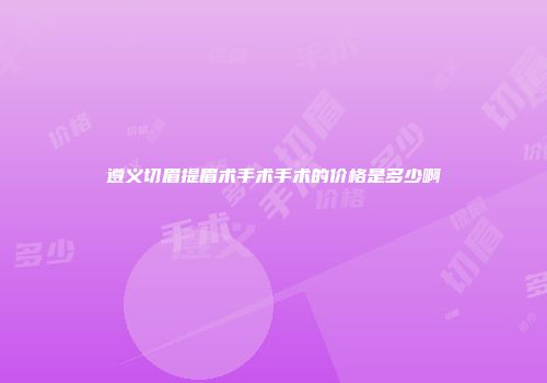 遵义切眉提眉术手术手术的价格是多少啊