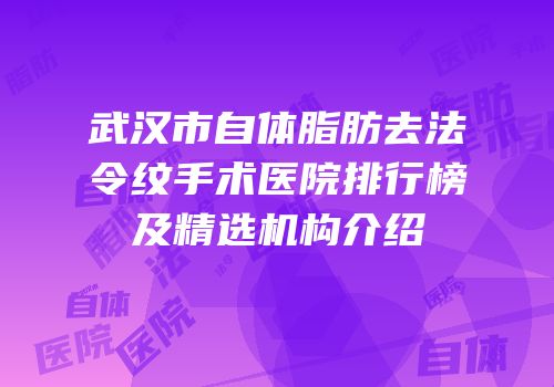 武汉市自体脂肪去法令纹手术医院排行榜及精选机构介绍