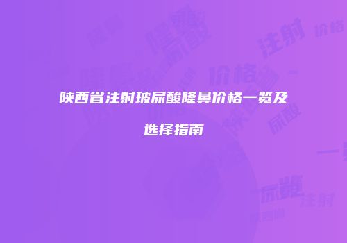 陕西省注射玻尿酸隆鼻价格一览及选择指南