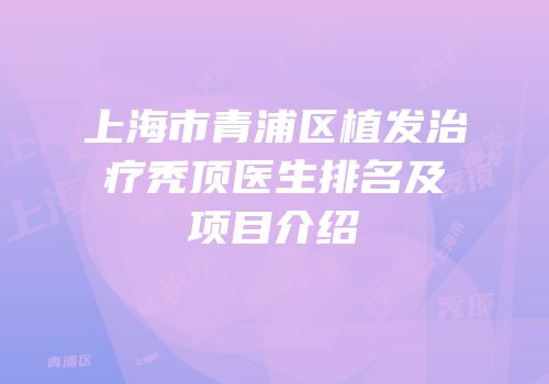 上海市青浦区植发治疗秃顶医生排名及项目介绍