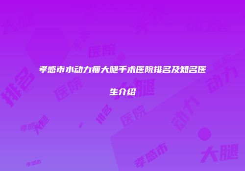 孝感市水动力瘦大腿手术医院排名及知名医生介绍