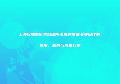 上海玫瑰整形美容医院毛发种植睫毛项目详解：费用、服务与价格行情