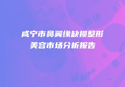 咸宁市鼻翼缘缺损整形美容市场分析报告
