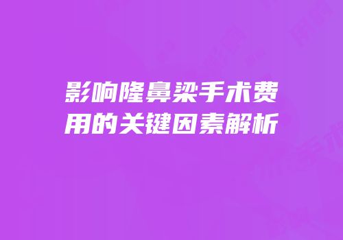 影响隆鼻梁手术费用的关键因素解析