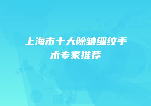 上海市十大除皱细纹手术专家推荐