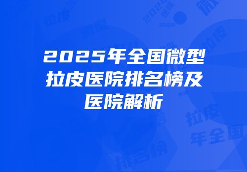 2025年全国微型拉皮医院排名榜及医院解析