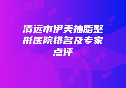 清远市伊美抽脂整形医院排名及专家点评