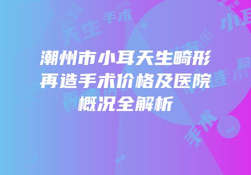 潮州市小耳天生畸形再造手术价格及医院概况全解析