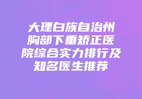 大理白族自治州胸部下垂矫正医院综合实力排行及知名医生推荐