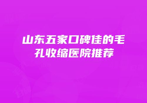 山东五家口碑佳的毛孔收缩医院推荐