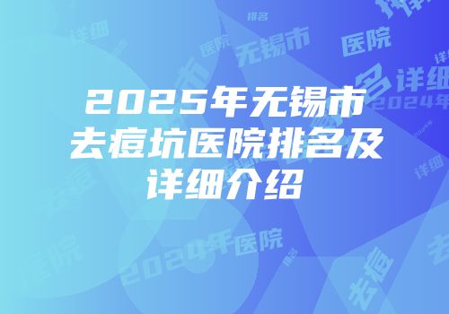 2025年无锡市去痘坑医院排名及详细介绍
