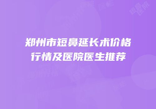 郑州市短鼻延长术价格行情及医院医生推荐