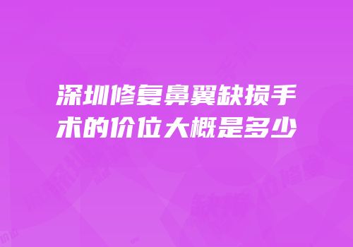 深圳修复鼻翼缺损手术的价位大概是多少