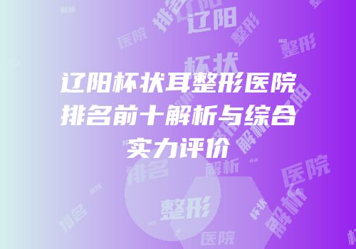 辽阳杯状耳整形医院排名前十解析与综合实力评价