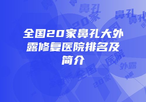 全国20家鼻孔大外露修复医院排名及简介