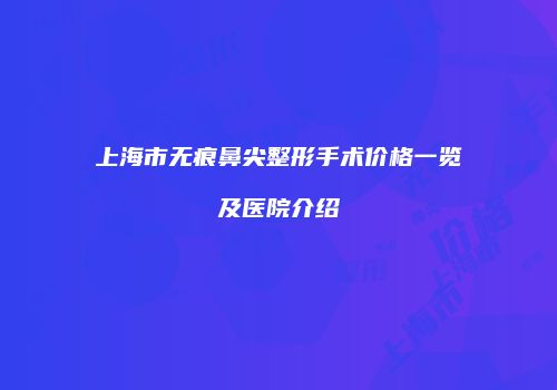 上海市无痕鼻尖整形手术价格一览及医院介绍