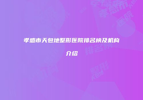 孝感市天包地整形医院排名榜及机构介绍