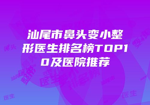 汕尾市鼻头变小整形医生排名榜TOP10及医院推荐