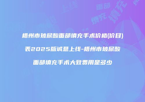梧州市玻尿酸面部填充手术价格(价目)表2025版诚意上线-梧州市玻尿酸面部填充手术大致费用是多少