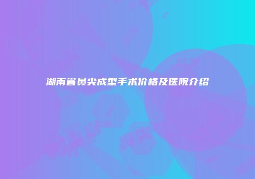 湖南省鼻尖成型手术价格及医院介绍