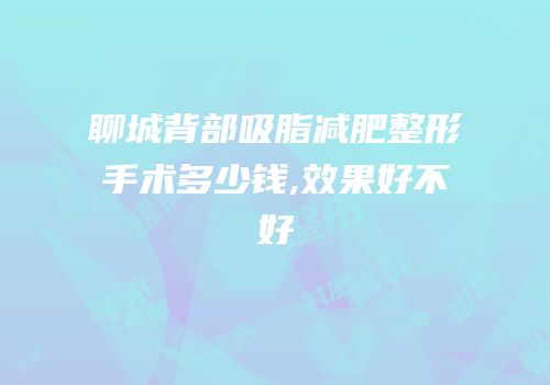 聊城背部吸脂减肥整形手术多少钱,效果好不好
