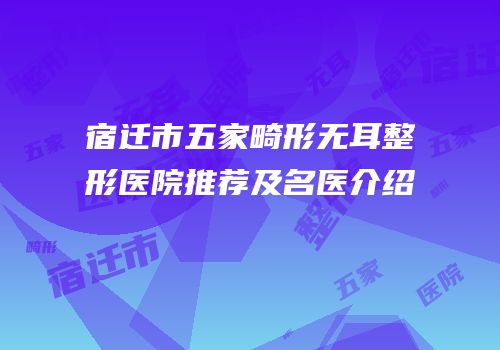 宿迁市五家畸形无耳整形医院推荐及名医介绍