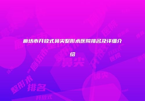 廊坊市开放式鼻尖整形术医院排名及详细介绍