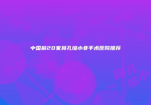 中国前20家鼻孔缩小非手术医院推荐