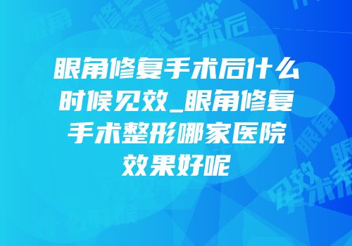 眼角修复手术后什么时候见效_眼角修复手术整形哪家医院效果好呢