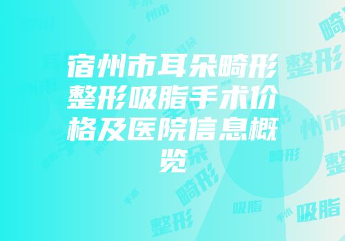 宿州市耳朵畸形整形吸脂手术价格及医院信息概览