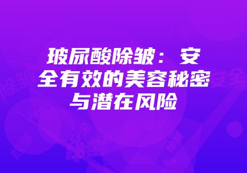 玻尿酸除皱：安全有效的美容秘密与潜在风险