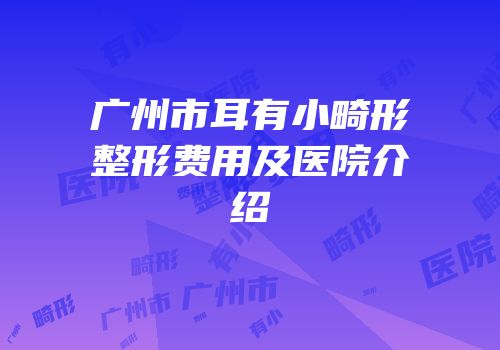 广州市耳有小畸形整形费用及医院介绍
