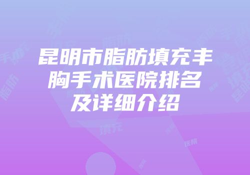 昆明市脂肪填充丰胸手术医院排名及详细介绍