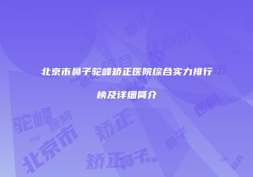 北京市鼻子驼峰矫正医院综合实力排行榜及详细简介