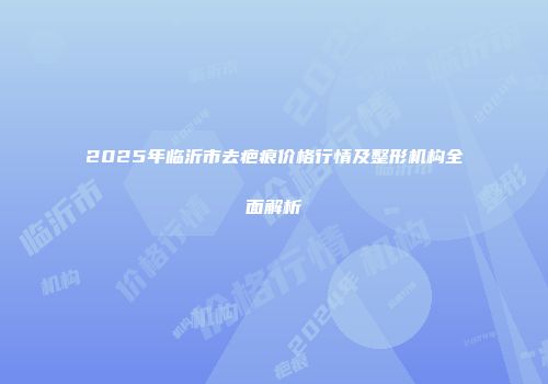 2025年临沂市去疤痕价格行情及整形机构全面解析