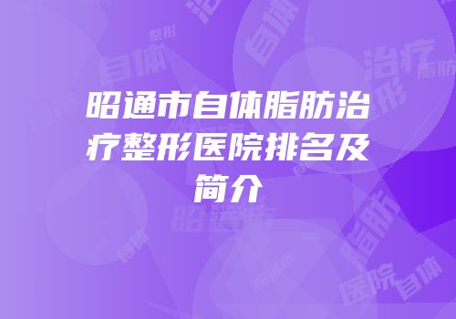 昭通市自体脂肪治疗整形医院排名及简介