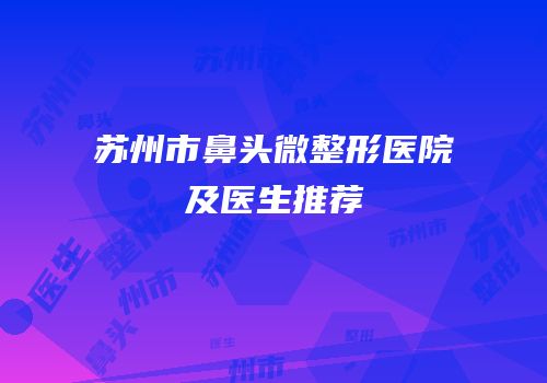 苏州市鼻头微整形医院及医生推荐