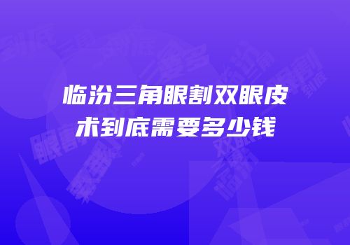 临汾三角眼割双眼皮术到底需要多少钱