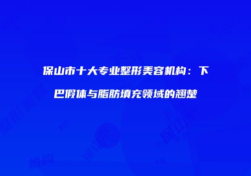 保山市十大专业整形美容机构：下巴假体与脂肪填充领域的翘楚