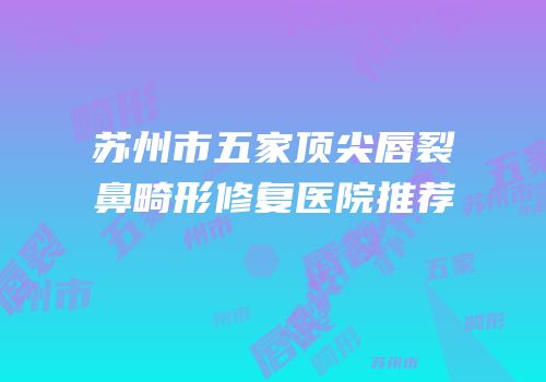 苏州市五家顶尖唇裂鼻畸形修复医院推荐