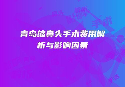 青岛缩鼻头手术费用解析与影响因素