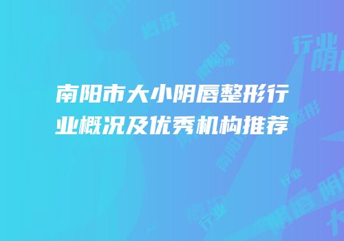 南阳市大小阴唇整形行业概况及优秀机构推荐
