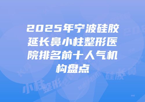 2025年宁波硅胶延长鼻小柱整形医院排名前十人气机构盘点