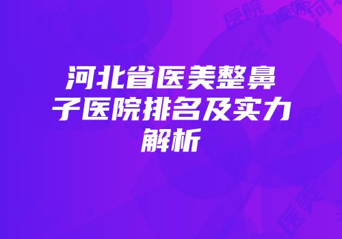 河北省医美整鼻子医院排名及实力解析