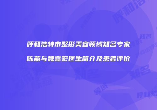 呼和浩特市整形美容领域知名专家陈燕与魏嘉宏医生简介及患者评价
